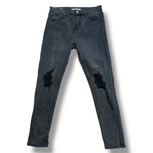 PACSUN Jeans Mens Faded Washed Black Distressed  Slim Stretch Size 30/31
